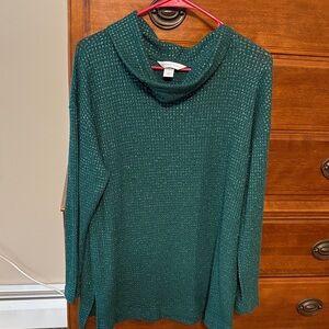 Christopher & Banks Green Cowl Neck Sweater NWOT